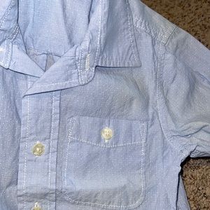 Baby blue Swiss dot button down shirt!
